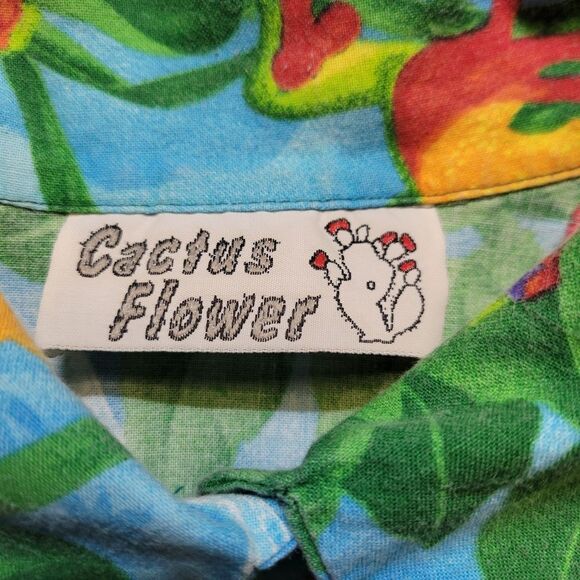 Cactus Flower Vintage Cropped Shirt Tropical Tree Frog Vacation - Picture 6 of 9